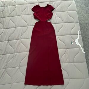 Lulu’s Burgundy Cut Off Cap Sleeve Dress